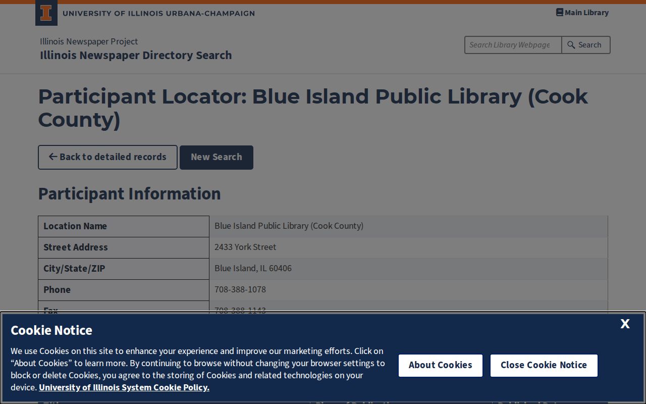 Blue Island city directory newspaper holdings