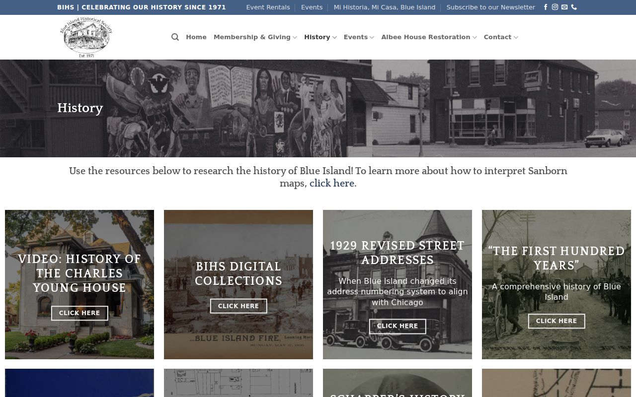 Blue Island city directory Historical Society history resources