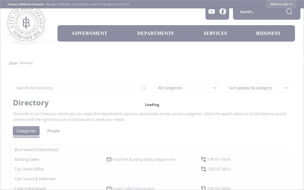 Blue Island residents directory city department contact search