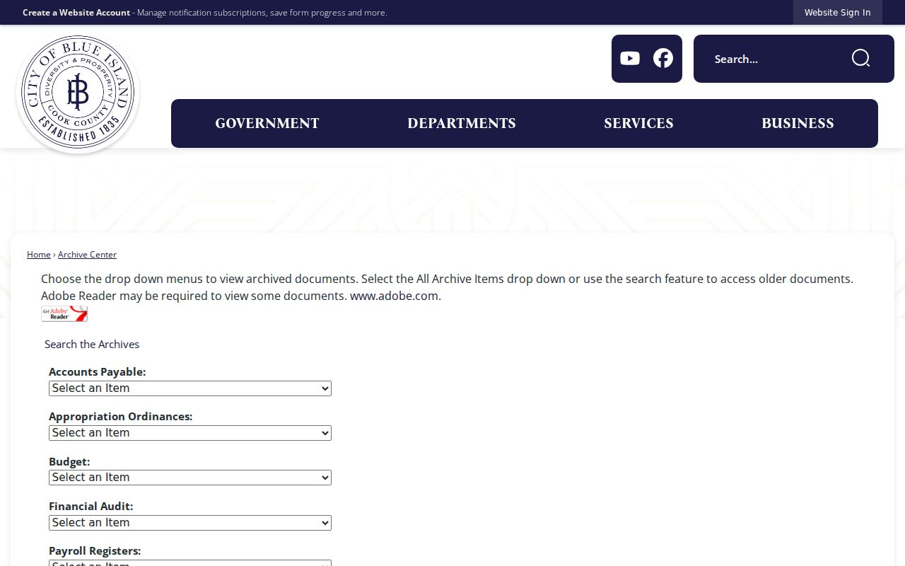 Blue Island residents directory municipal document archive