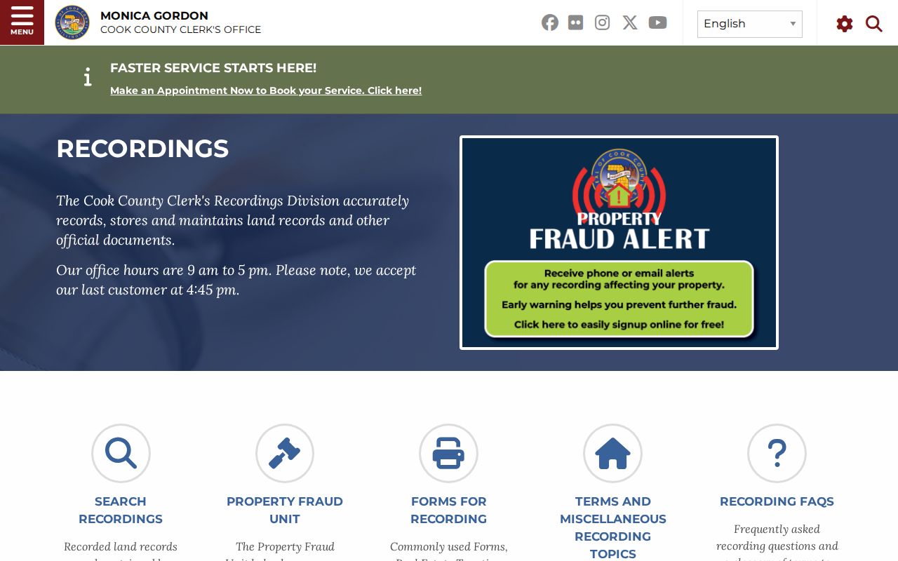 Blue Island residents directory Cook County recordings page
